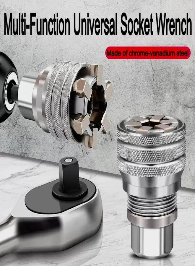 JICOOT Universal Socket Wrench Tool 10-19mm Adjustable Multi-Function Socket for 3/8 Inch Drive Ratchet, Torque Wrench and Power Drill, Self-Adjusting Universal Socket Tool with Drill Adapter - Image 4